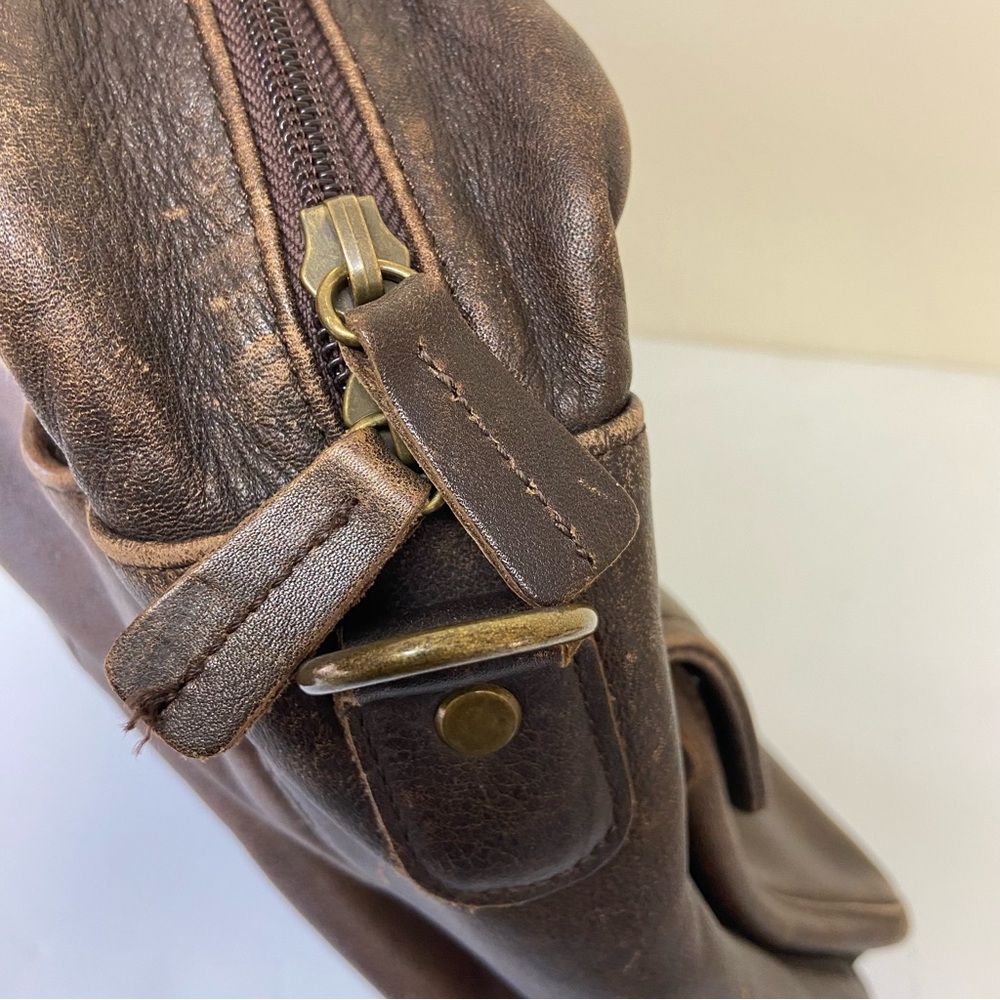 Vintage LL Bean Leather Bag Briefcase Laptop Work Business Brown Distressed - Picture 11 of 16